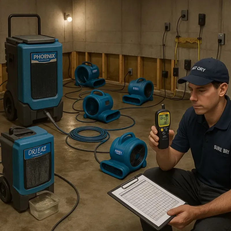 Structural Drying and Dehumidification process in Meadow Oaks, FL